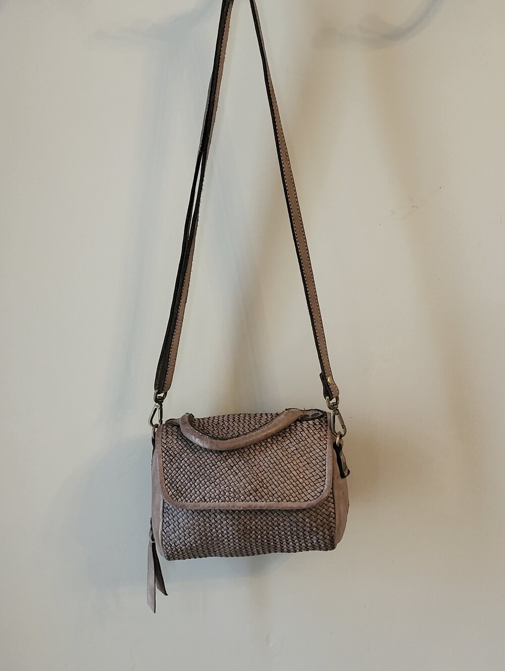 Bolsa Nova Lilly Mini Bag Mushroom Woven Leather Made In Italy - Picture 2 of 14